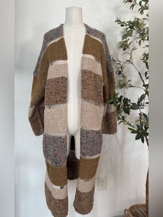 Zara Sweaters - Zara Small Colorblock Longline Cardigan Sweater Cozy Open Front Chunky Knit Boho